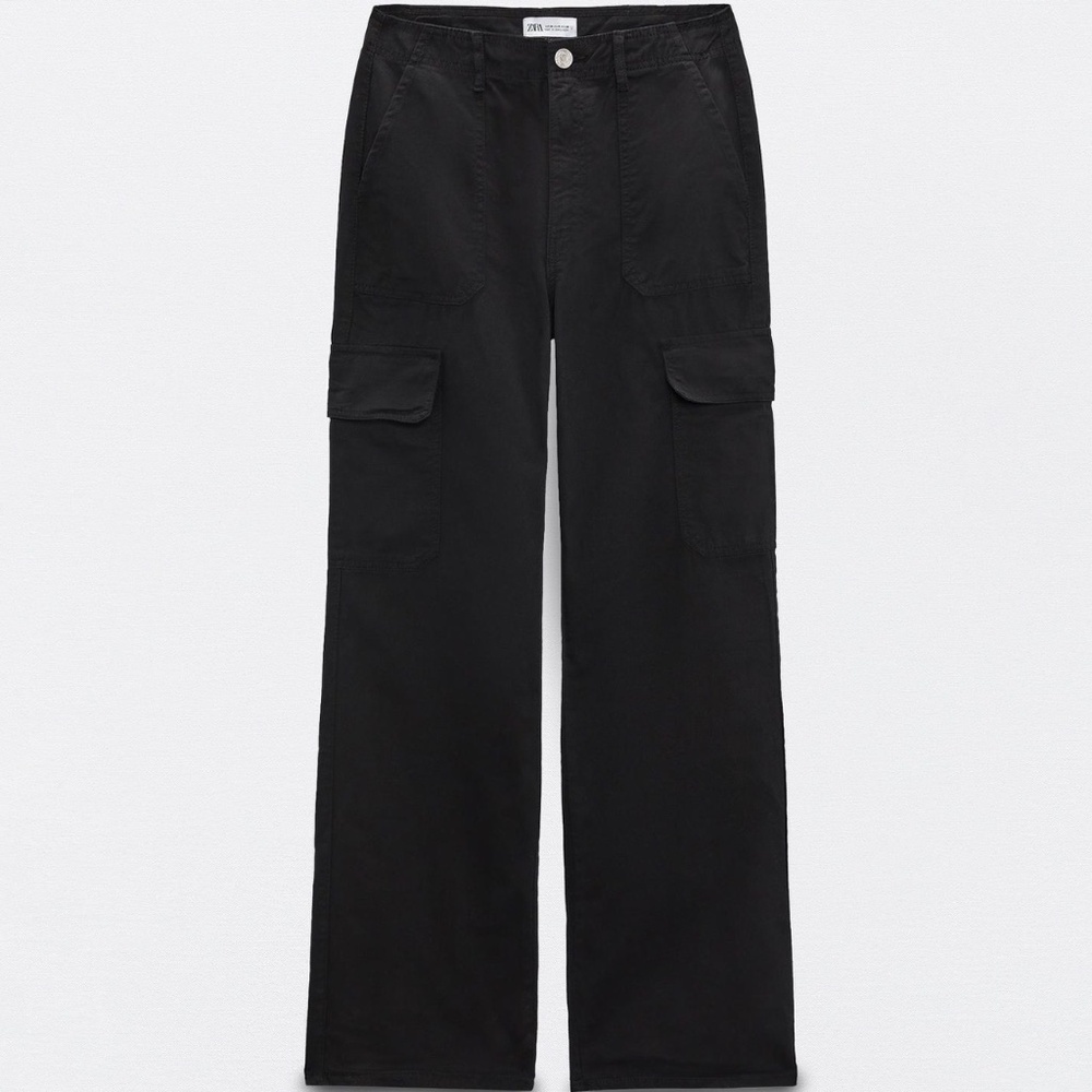 Zara High Rise TRF Straight Leg Cargo Pants